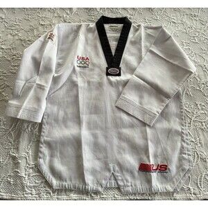 US Olympics Taekwondo Uniform Dynamics Korea White Pullover Martial Arts Size 4